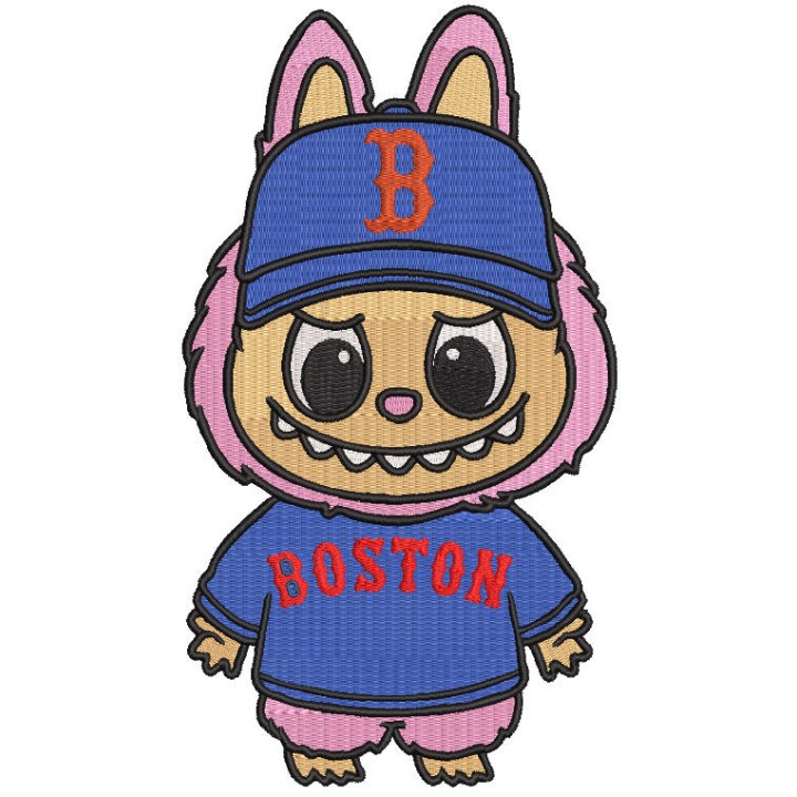Labubu Boston Red Sox embroidery design - Embroidery Design