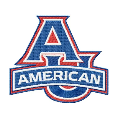 Preview of the American University Logo embroidery design, showcasing intricate details for stitching on apparel and accesso…