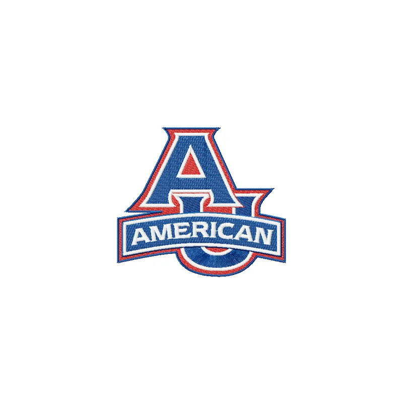 Preview of the American University Logo embroidery design, showcasing intricate details for stitching on apparel and accesso…