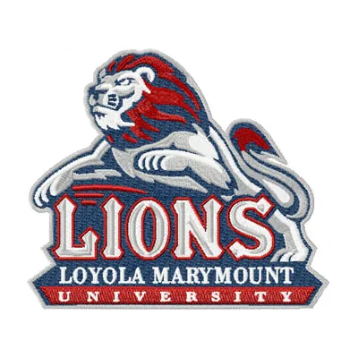 Loyola Marymount Lions logo embroidery design featuring a vibrant depiction of the school's mascot for college sports.