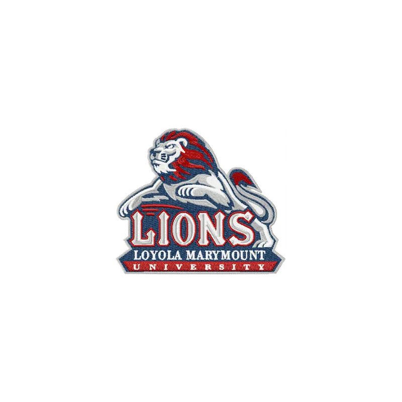 Loyola Marymount Lions logo embroidery design featuring a vibrant depiction of the school's mascot for college sports.