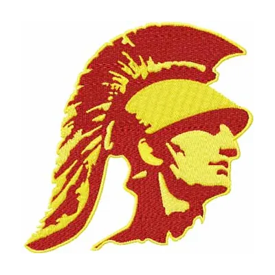 Southern California Trojan Logo embroidery design showcasing intricate stitching for college sports enthusiasts.