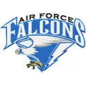 Air Force Falcons logo embroidery design preview showcasing intricate stitching details for fans and crafters.