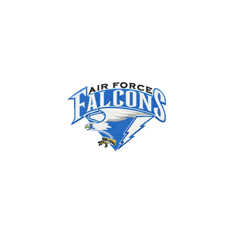 Air Force Falcons logo embroidery design preview showcasing intricate stitching details for fans and crafters.