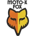 Preview of the Moto-X Fox Head embroidery design featuring bold lines and vibrant colors.