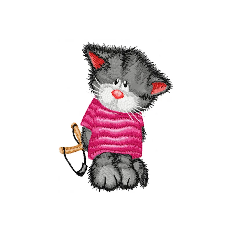 Preview of the 'Cat is Hooligan' embroidery design featuring a playful cat motif, ideal for various stitching projects.