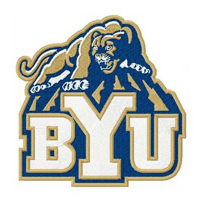 Brigham Young Cougars alternate logo embroidery design featuring the iconic mascot for stitching on apparel and accessories.