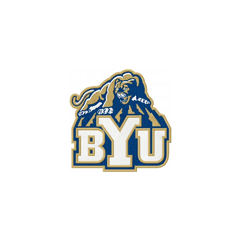 Brigham Young Cougars alternate logo embroidery design featuring the iconic mascot for stitching on apparel and accessories.
