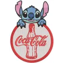 Embroidery design preview of a Coca Cola stitch pattern featuring vibrant colors and detailed stitching.