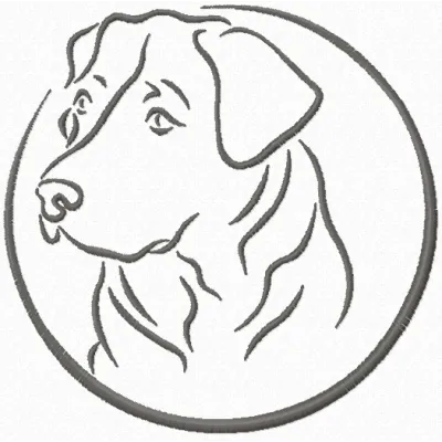 A delightful dog embroidery design showcasing a playful canine motif ideal for stitching on various fabrics.