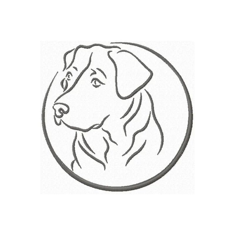 A delightful dog embroidery design showcasing a playful canine motif ideal for stitching on various fabrics.