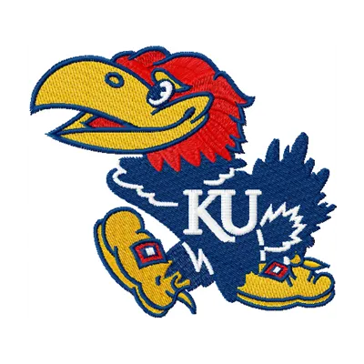 Kansas Jayhawks embroidery design showcasing the iconic logo, perfect for stitching on apparel or accessories.