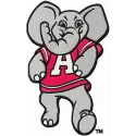 Big Al want big game embroidery design featuring a playful mascot for college sports on fabric.
