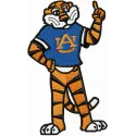 Aubie Auburn logo embroidery design showcasing a spirited mascot for Auburn University on a fabric background.