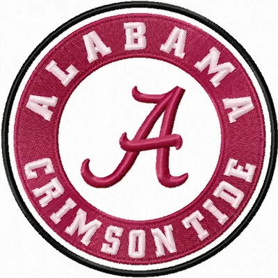 Alabama Crimson Tide logo embroidery design preview showcasing detailed stitching patterns for sports enthusiasts.