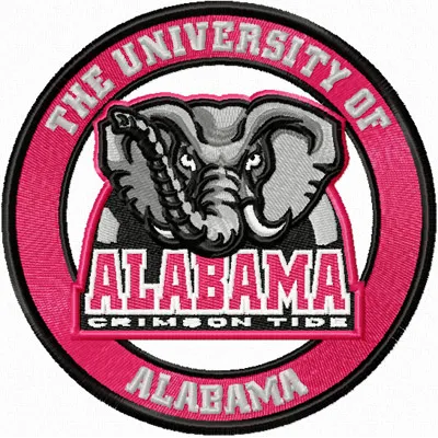 Alabama University logo embroidery design showcasing the iconic Alabama Crimson Tide emblem for stitching.