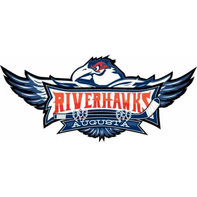Augusta RiverHawks logo embroidery design preview for hockey team stitching patterns on apparel and accessories.