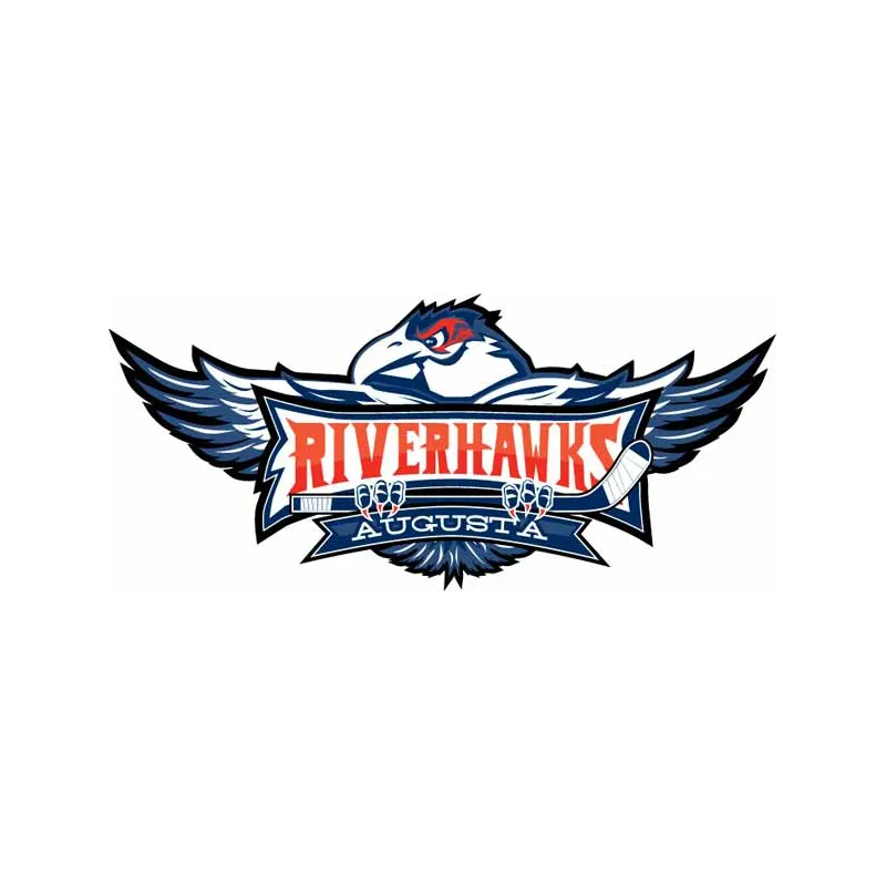 Augusta RiverHawks logo embroidery design preview for hockey team stitching patterns on apparel and accessories.