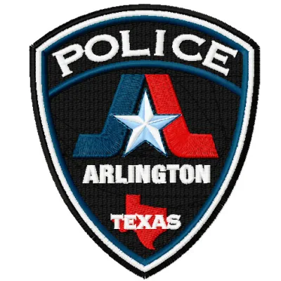 Texas Arlington police department badge embroidery design showcasing intricate stitching patterns for uniform embellishments.