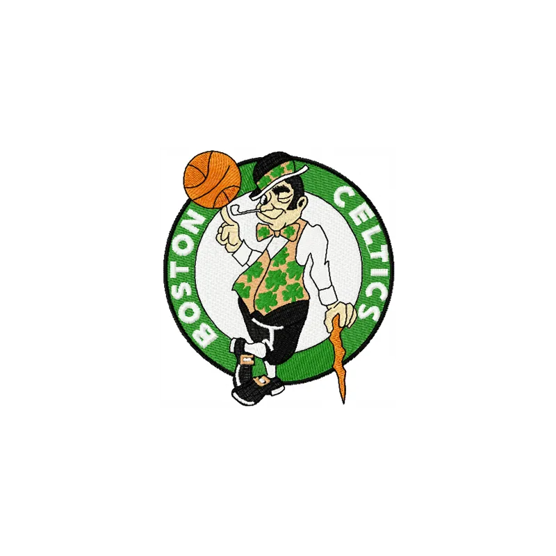 Boston Celtics logo embroidery design featuring the iconic emblem for basketball enthusiasts.