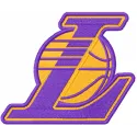 Los Angeles Lakers alternative logo embroidery design featuring the team's iconic colors and style.