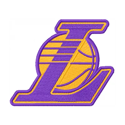Los Angeles Lakers alternative logo embroidery design featuring the team's iconic colors and style.