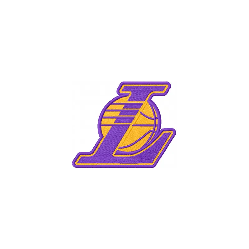 Los Angeles Lakers alternative logo embroidery design featuring the team's iconic colors and style.
