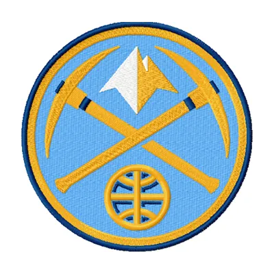 Denver Nuggets logo embroidery design showcasing a basketball theme, ideal for stitching on sports apparel and accessories.