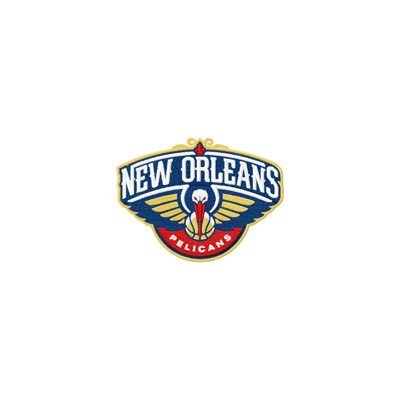 New Orleans Pelicans logo embroidery design for basketball enthusiasts, showcasing a vibrant stitched motif.
