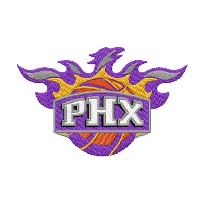 Phoenix Suns Logo 1 embroidery design preview showcasing vibrant stitching for basketball enthusiasts.