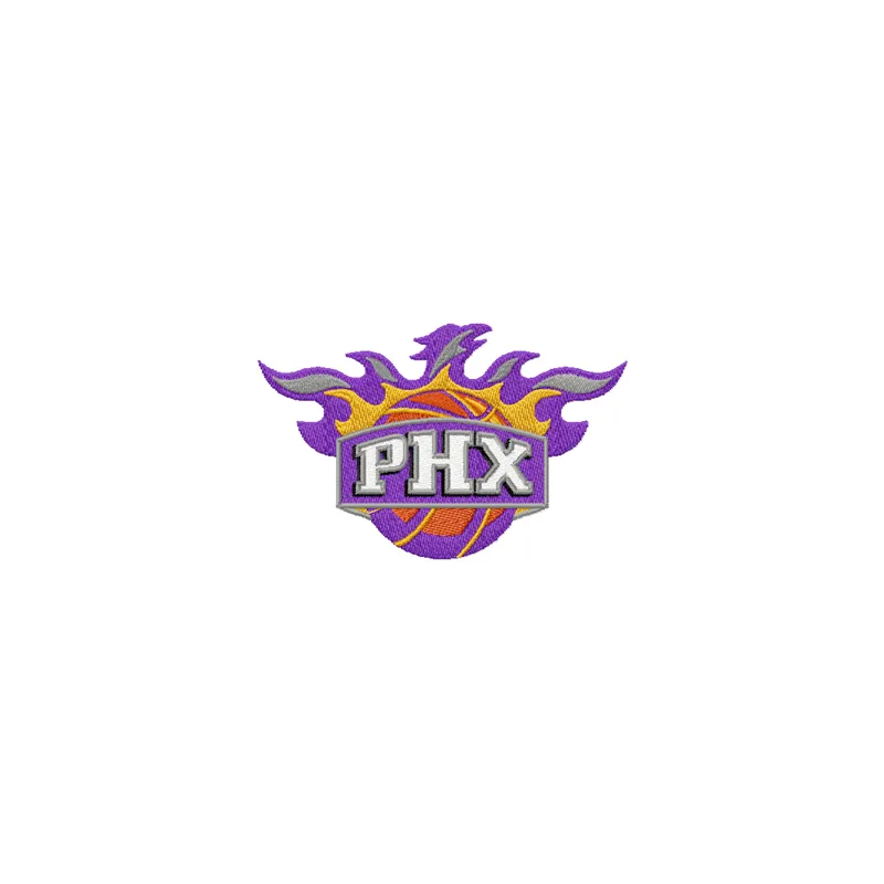 Phoenix Suns Logo 1 embroidery design preview showcasing vibrant stitching for basketball enthusiasts.