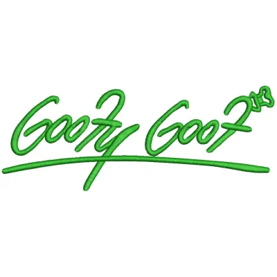 Preview of a Goofy wordmark machine embroidery design showcasing vibrant colors and detailed stitching.