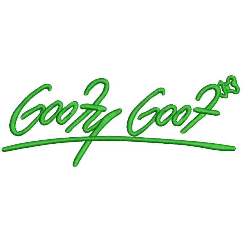 Preview of a Goofy wordmark machine embroidery design showcasing vibrant colors and detailed stitching.
