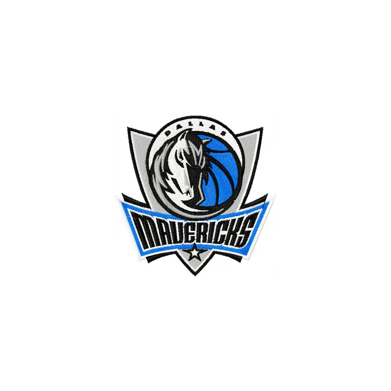 Dallas Mavericks logo embroidery design featuring the team's iconic horse emblem for basketball enthusiasts.