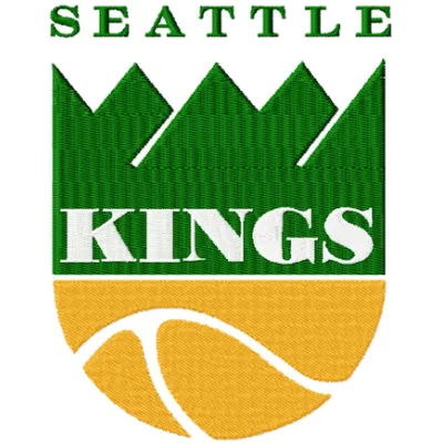 Seattle Kings logo embroidery design showcasing a basketball motif for stitching on apparel and accessories.