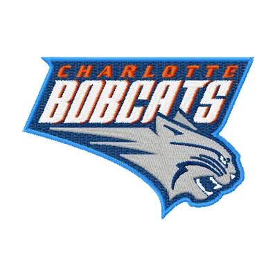Charlotte Bobcats logo embroidery design featuring a detailed stitched motif for basketball enthusiasts.