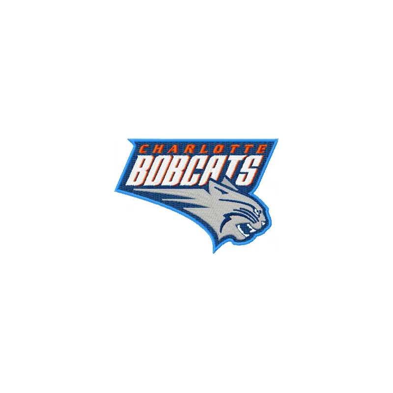 Charlotte Bobcats logo embroidery design featuring a detailed stitched motif for basketball enthusiasts.