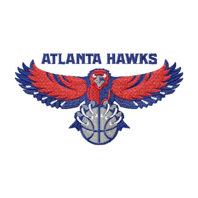 Atlanta Hawks logo embroidery design featuring vibrant colors, ideal for stitching on caps and apparel.