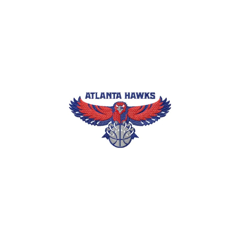 Atlanta Hawks logo embroidery design featuring vibrant colors, ideal for stitching on caps and apparel.