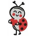 Ladybug with heart embroidery design, showcasing a charming insect theme for creative stitching projects.