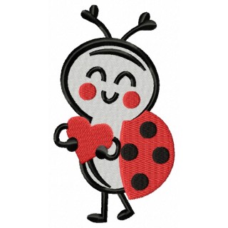 Ladybug with heart embroidery design - Embroidery Design