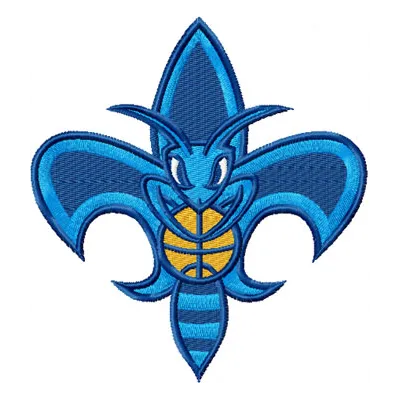 New Orleans Hornet mascot logo embroidery design for sports enthusiasts, ideal for stitching on apparel and accessories.