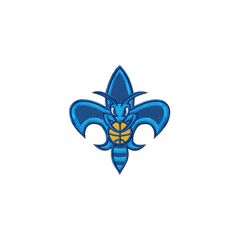 New Orleans Hornet mascot logo embroidery design for sports enthusiasts, ideal for stitching on apparel and accessories.