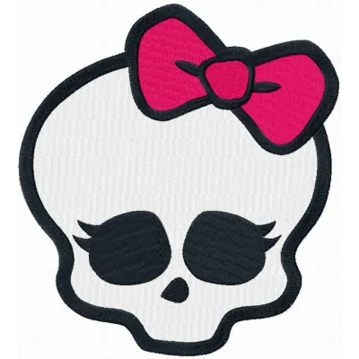 Preview of the Monster High logo 2 embroidery design featuring skull and bones, ideal for custom apparel and accessories.