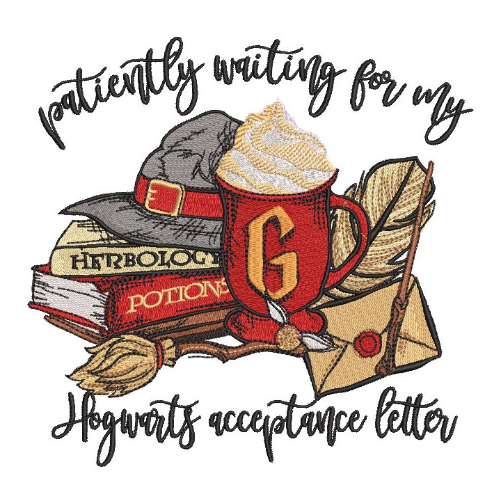 Patiently waiting for my acceptance letter embroidery design - Embroidery Design