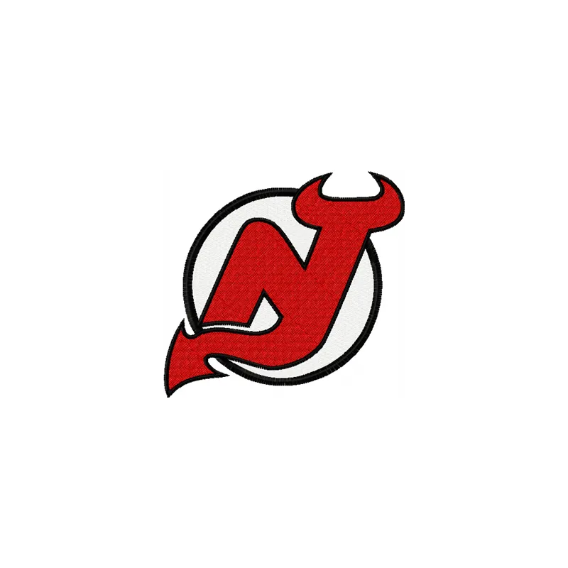New Jersey Devils logo embroidery design featuring the iconic hockey team emblem for your stitching projects.