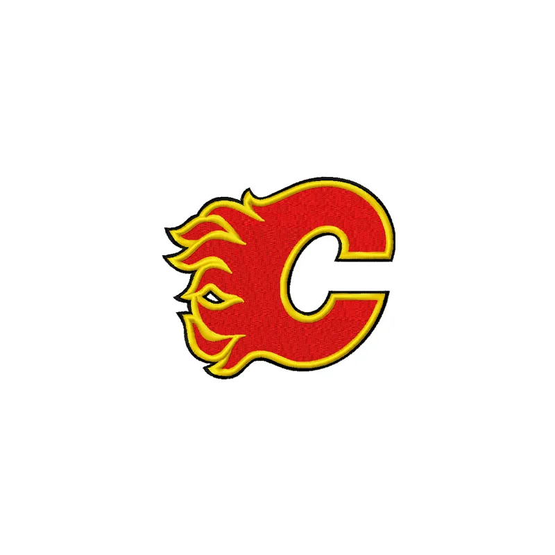 Calgary Flames Logo embroidery design featuring the iconic hockey team emblem for stitching on apparel and accessories.