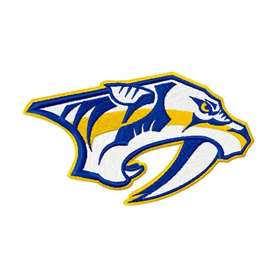 Nashville Predators logo embroidery design showcasing a vibrant stitched motif for hockey enthusiasts.