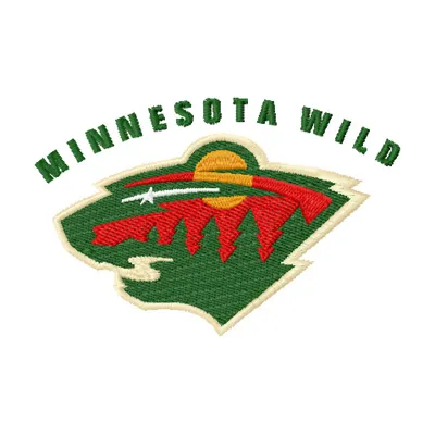 Minnesota Wild logo embroidery design showcasing a vibrant hockey team emblem for stitching on various fabric items.