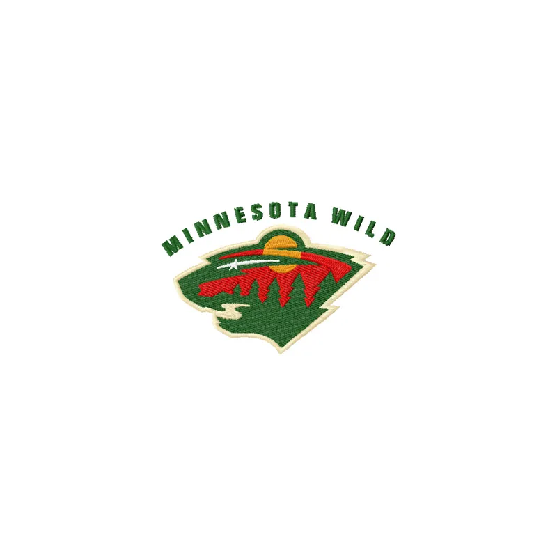 Minnesota Wild logo embroidery design showcasing a vibrant hockey team emblem for stitching on various fabric items.